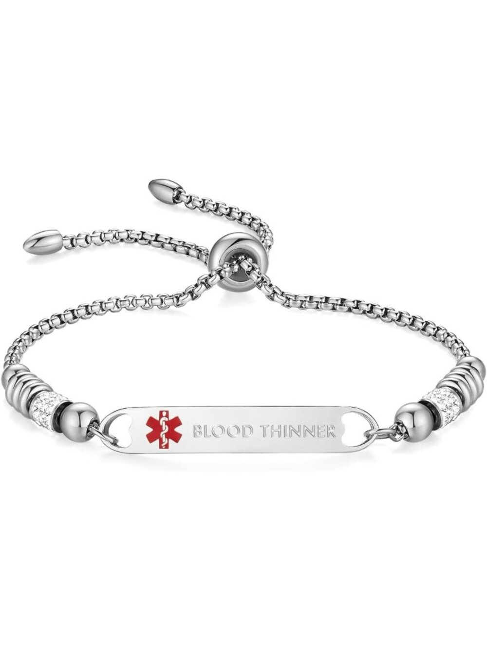 Stylish Stainless Steel Heart Medical Alert Bracelet for Women - Free Engraving!